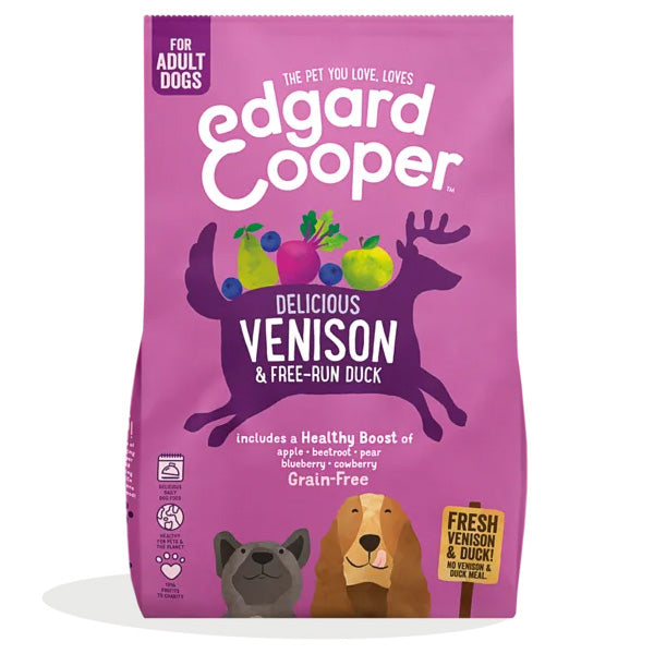 Edgard&Cooper - Adult Large Carne Fresca di Cervo e Anatra Allevata a Terra Senza Cereali
