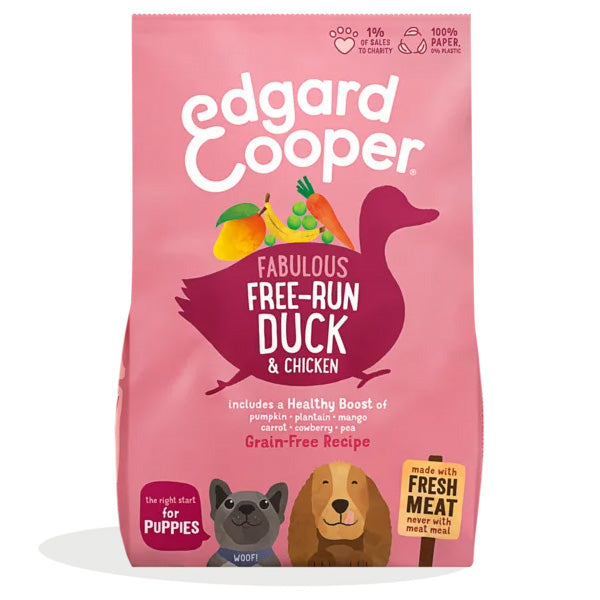 Edgard&Cooper - Puppy Large Carne Fresca di Anatra e Pollo Allevati a Terra Senza Cereali
