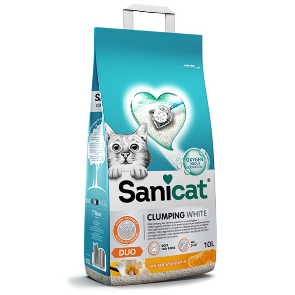 Sanicat - Lettiera Clumping White DUO alla Vaniglia e Mandarino