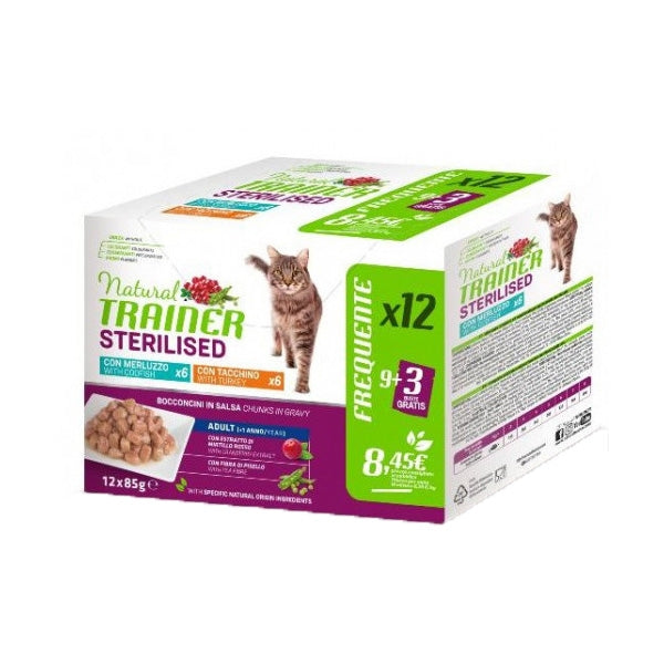 Trainer - Natural Feline Multipack Sterilised con Tacchino e Merluzzo
