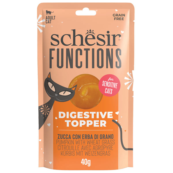 Schesir - Special Cat Exigent Mousse Funzione Digestiva Tummy Topper Zucca con Erba di Grano