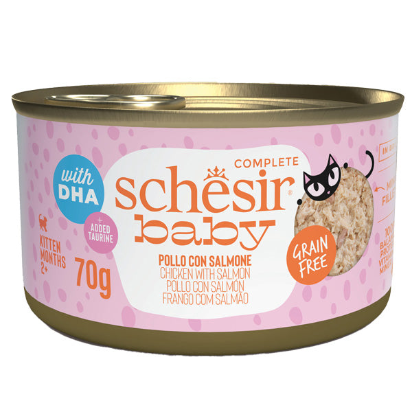 Schesir - Baby Filetti in Brodo Pollo e Salmone per Kitten