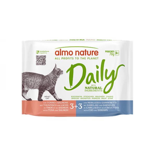 Almo Nature - Daily Menu Cat Multipack Tonno Salmone e Merluzzo Gamberetti