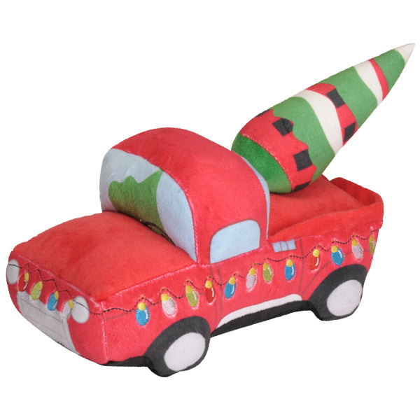 Camon - Gioco Natalizio per Cane Auto Carro Attrezzi Natalizio in Peluche con Squeaker