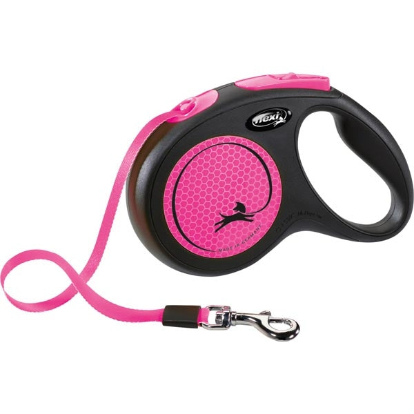 Flexi - Guinzaglio New Neon Nero e Rosa con Fettuccia