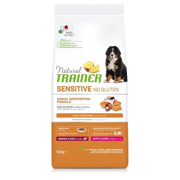 Trainer - Natural Sensitive No Gluten Medium & Maxi Puppy & Junior con Salmone