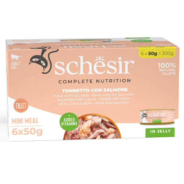 Schesir - Complete Nutrition Per Gatti Adulti Filetti in Gelatina Tonnetto Con Salmone Multipack