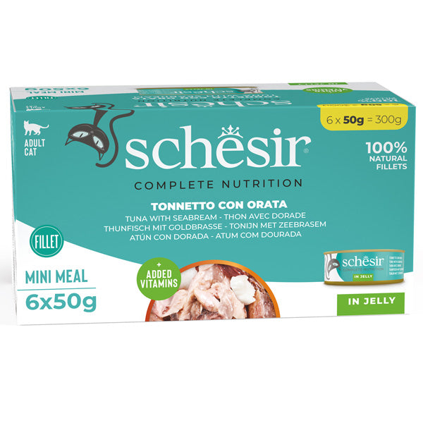 Schesir - Complete Nutrition Per Gatti Adulti Filetti in Gelatina Tonnetto Con Orata Multipack