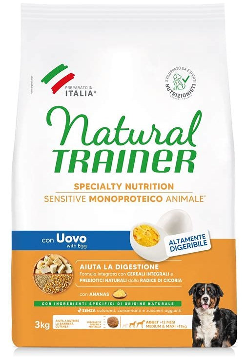 Trainer - Natural Sensitive No Gluten Medium & Maxi Adult con Uovo e Cereali Integrali