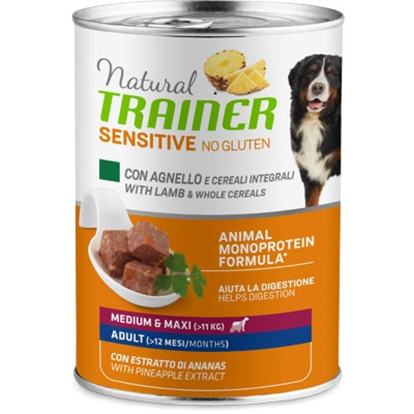 Trainer - Natural Sensitive No Gluten Medium & Maxi Adult con Agnello e Cereali