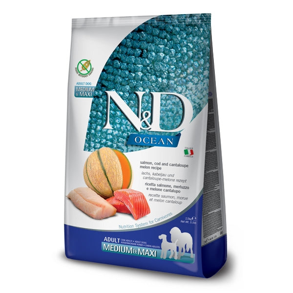 Farmina - Natural & Delicious Ocean Adult Medium & Maxi con Salmone, Merluzzo e Cantalupo