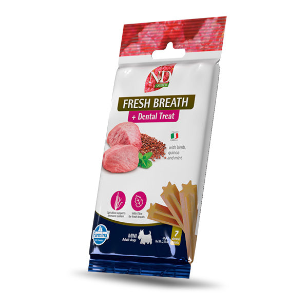 Farmina - Natural & Delicious Adult Mini Quinoa Dental Treat Fresh Breath Agnello
