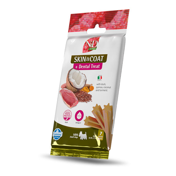 Farmina - Natural & Delicious Adult Mini Quinoa Dental Treat Skin Coat Anatra