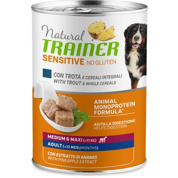 Trainer - Natural Sensitive No Gluten Medium & Maxi Adult con Trota e Cereali