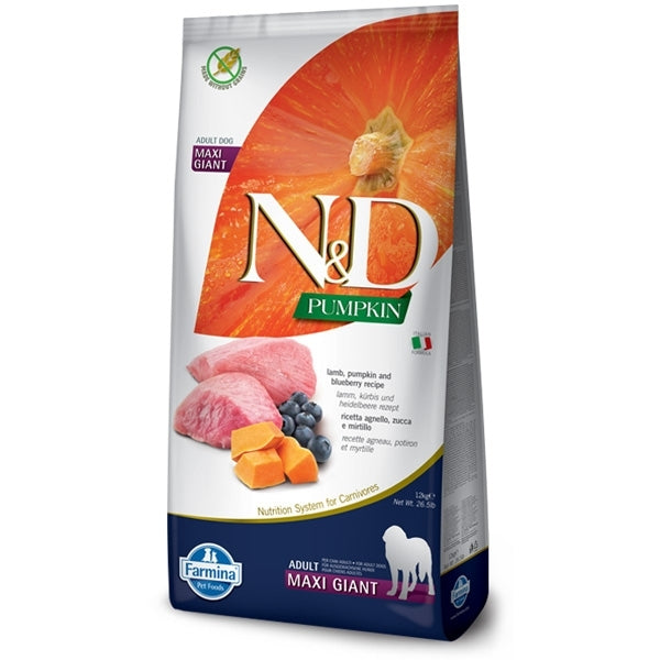Farmina - Natural & Delicious Pumpkin Grain Free Adult Maxi & Giant con Agnello, Zucca e Mirtillo