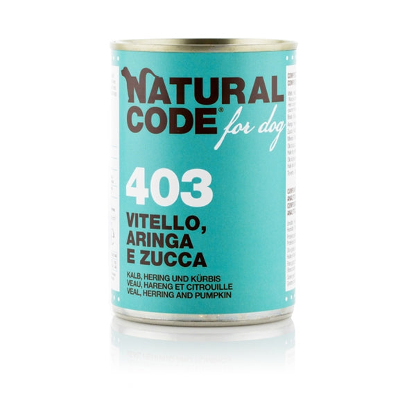 Natural Code - For Dog 403 Vitello, Aringa e Zucca