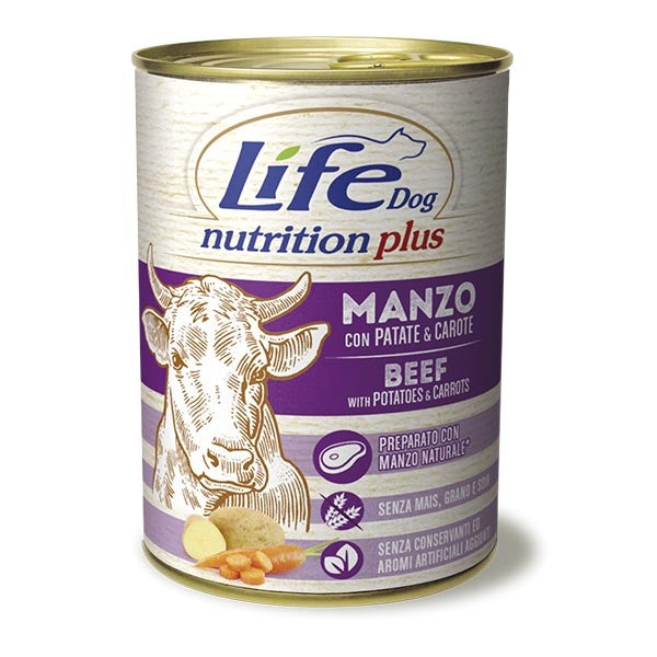 Life Pet Care - Life Dog Nutrition Plus Manzo a Pezzettoni con Patate e Carote