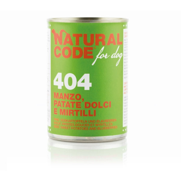 Natural Code - For Dog 404 Manzo, Patate Dolci e Mirtilli
