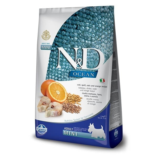 Farmina - Natural & Delicious Ocean Adult Mini con Merluzzo, Farro, Avena e Arancia