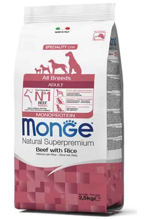 Monge - Natural Superpremium All Breeds Adult Monoprotein Manzo con Riso