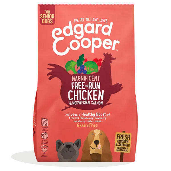 Edgard&Cooper - Senior Large Carne Fresca di Pollo Allevato a Terra e Salmone Norvegese Senza Cereali