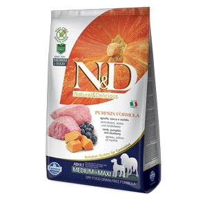 Farmina - Natural & Delicious Pumpkin Grain Free Adult Medium & Maxi con Agnello, Zucca e Mirtillo