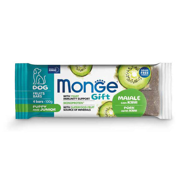 Monge - Snack Dog Fruits Bars Puppy & Junior Accrescimento Maiale E Kiwi