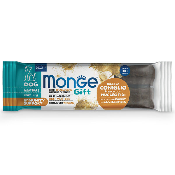 Monge - Snack Dog Meat Bars Adult Immunity Support Ricco in Coniglio Fresco con Nucleotidi