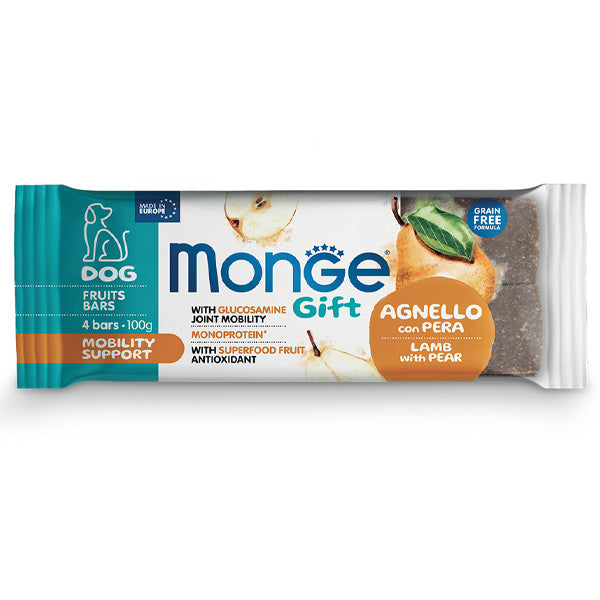 Monge - Snack Dog Fruits Bars Adult Mobility Support Agnello con Pera