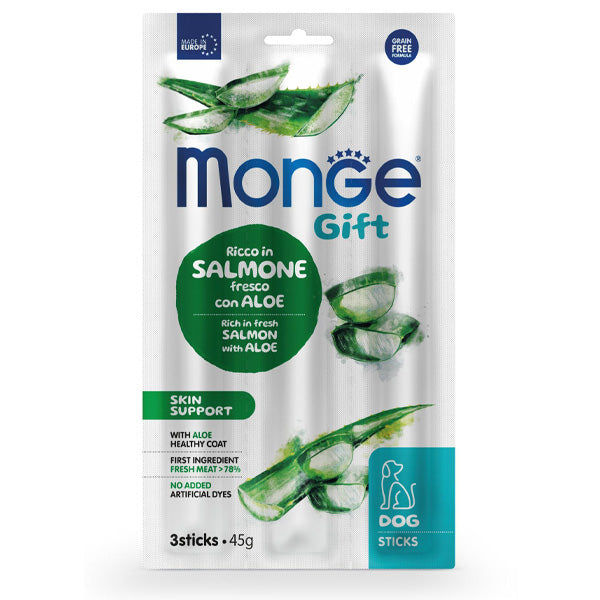 Monge - Snack Dog Sticks Adult Skin Support Ricco in Salmone Fresco con Aloe