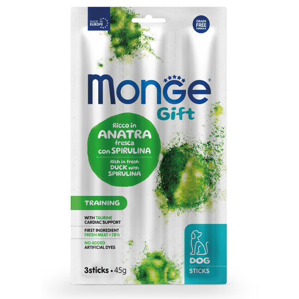 Monge - Snack Dog Sticks Adult Training Ricco in Anatra Fresca con Spirulina