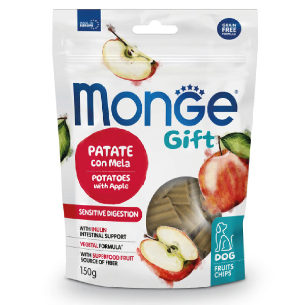 Monge - Snack Gift Dog Adult Fruits Chips Sensitive Digestion Patate con Mela