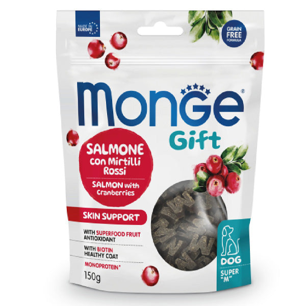 Monge - Snack Gift Dog Adult Super M Skin Support Salmone con Mirtilli Rossi
