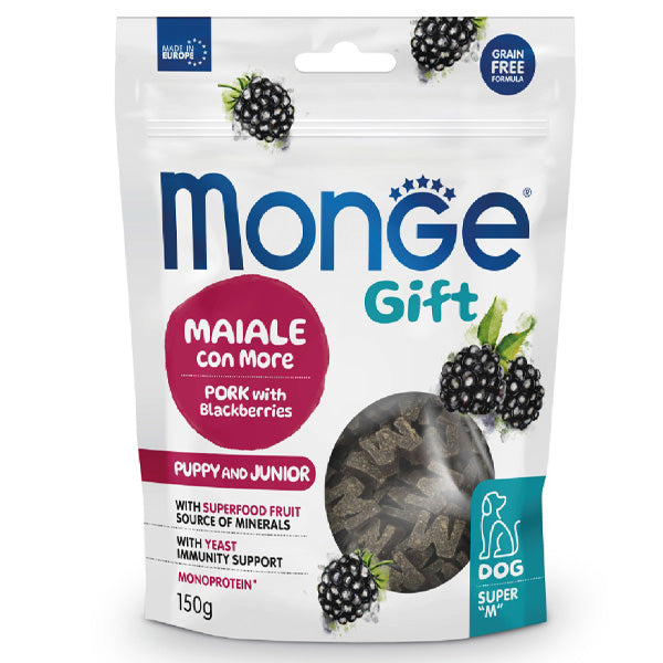 Monge - Snack Gift Dog Puppy & Junior Super M Accrescimento Maiale con More