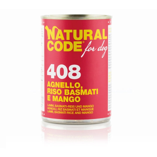 Natural Code - For Dog 408 Agnello, Riso Basmati e Mango