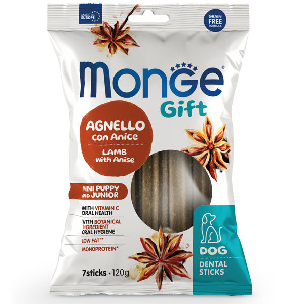 Monge - Snack Gift Puppy & Junior Mini Stick Dental Agnello con Anice