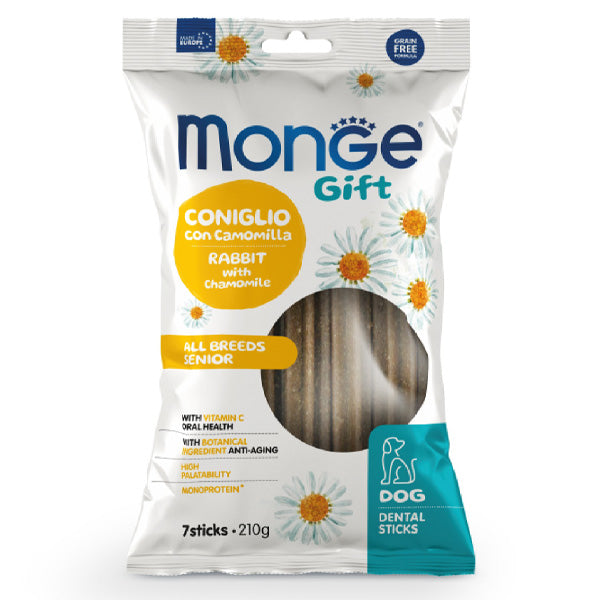 Monge - Snack Gift Senior All Breed Stick Dental Coniglio con Camomilla