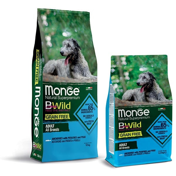 Monge - BWild Grain Free Adult All Breeds Acciughe, Patate e Piselli