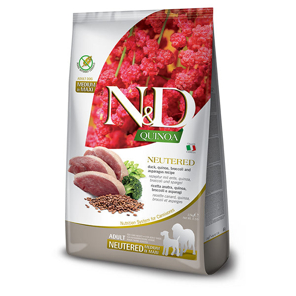 Farmina - Natural & Delicious Medium e Maxi Quinoa Neutered Anatra Broccoli Asparagi
