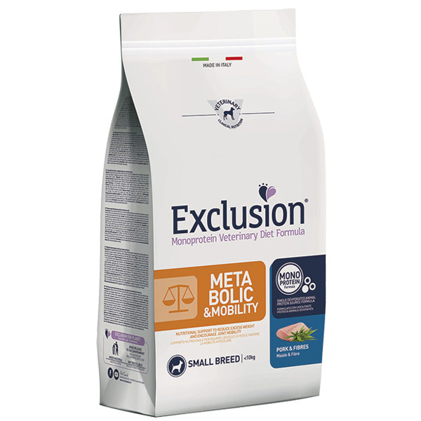 Exclusion - Diet Metabolic & Mobility Small Breed con Maiale e Fibre