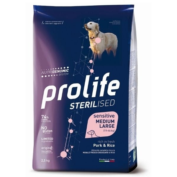 Prolife - Sterilised Sensitive Adult Medium/Large Pork & Rice