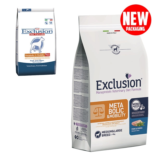 Exclusion - Diet Metabolic & Mobility Medium/Large Breed con Maiale e Fibre