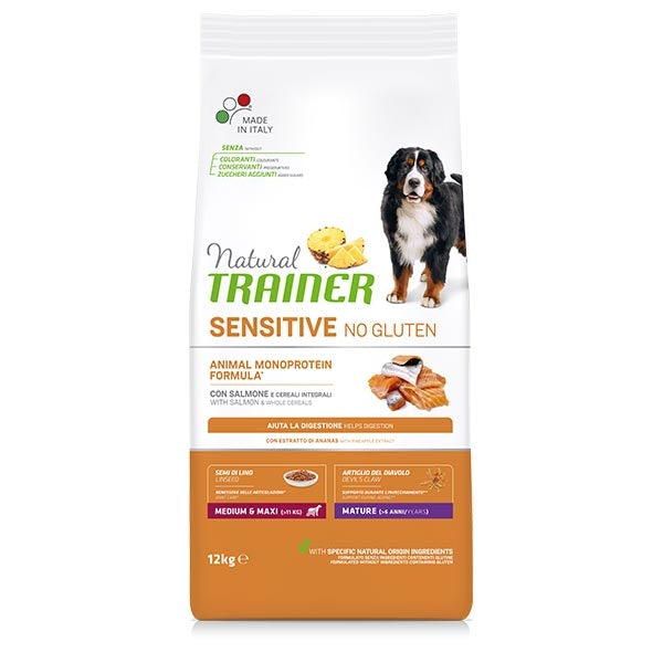 Trainer - Natural Sensitive No Gluten Medium & Maxi Mature con Salmone
