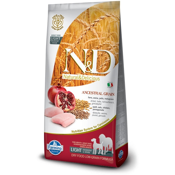 Farmina - Natural & Delicious Ancestral Grain Light Adult Medium/Maxi con Pollo e Melograno