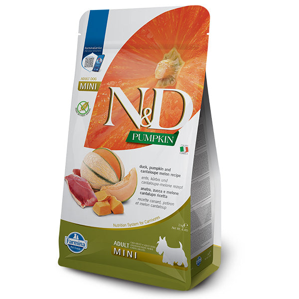 Farmina - Natural & Delicious Pumpkin Grain Free Adult Mini con Anatra, Zucca, Melone e Cantalupo
