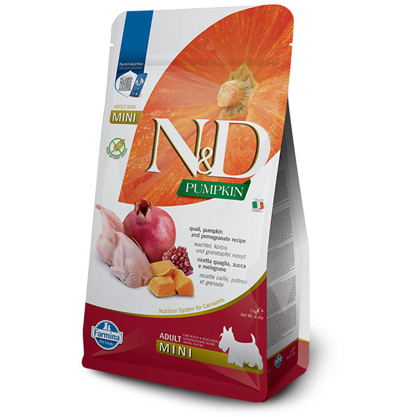 Farmina - Natural & Delicious Pumpkin Grain Free Adult Mini con Quaglia, Zucca e Melograno