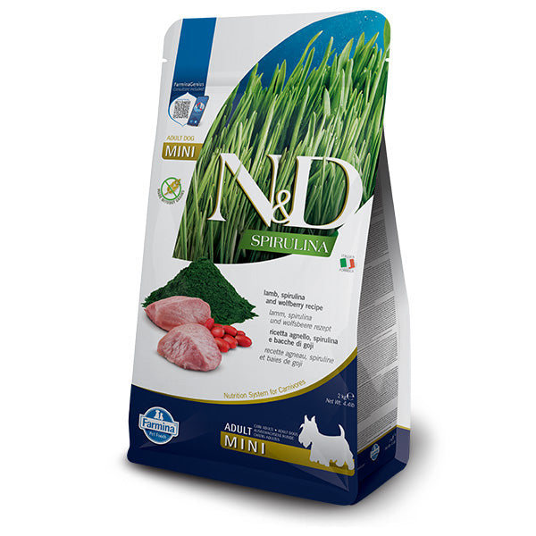 Farmina - Natural & Delicious Spirulina Adult Mini con Agnello, Spirulina e Bacche di Goji