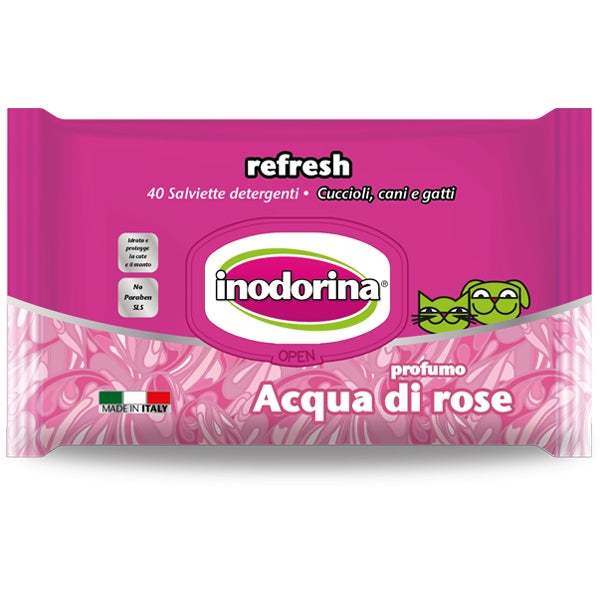 Inodorina - Salviette Refresh all' Acqua di Rosa