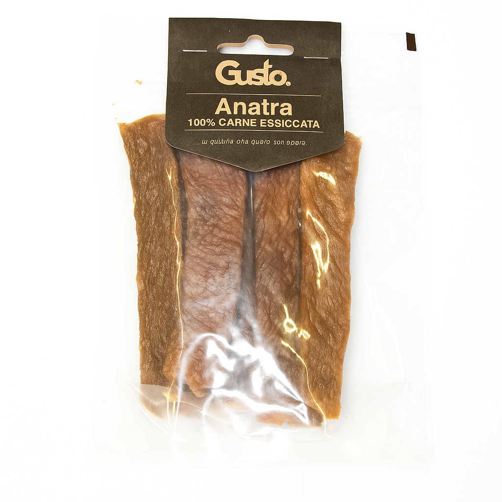 Gusto - Strisce Snack 100% Carne Essiccata di Anatra