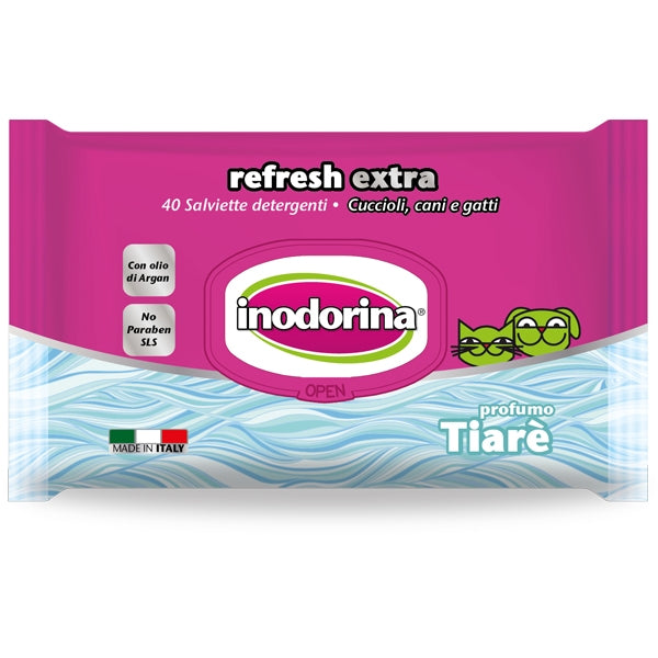 Inodorina - Salviette Refresh Extra con Fiori di Tiarè e Olio di Argan